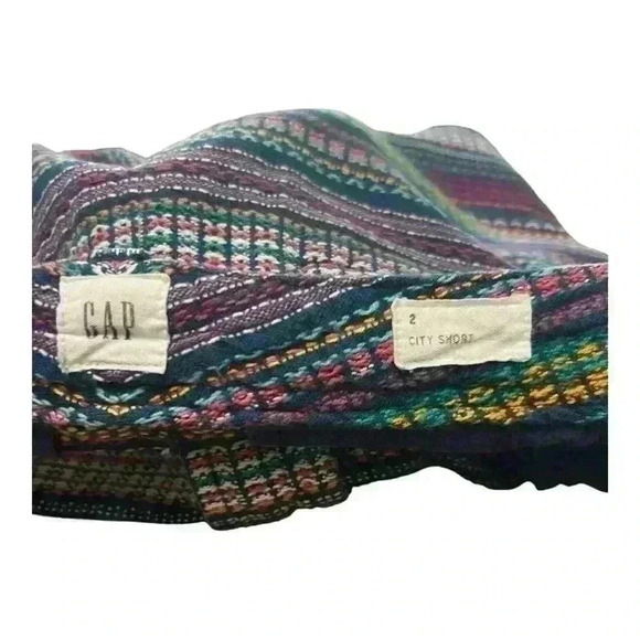 GAP Women City Shorts Cotton Striped Multicolor Mid Rise Pockets Boho Hippie S - Picture 7 of 11